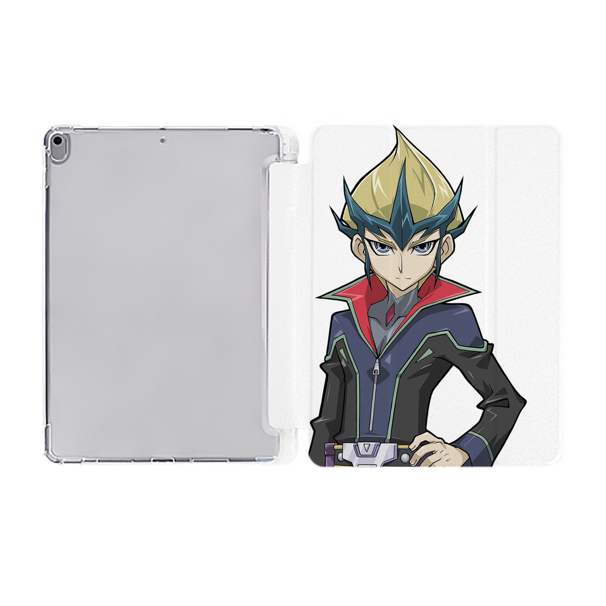 （画像用） 遊☆戯☆王 Yu-Gi-Oh! IPad ケース ペン収納付き 三つ折りスタンド PUレザー×シリコン 対応機種9.5/10.5/10.9インチ